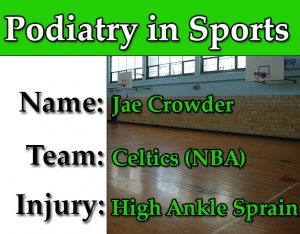 Jae Crowder is one of several NBA players to be sidelined by a high ankle sprain this season.